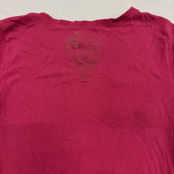 Vtg Y2K Women’s Ecko Hot Pink Babydoll Top Fitted Tattoo Grunge McBling Large - Picture 11 of 12